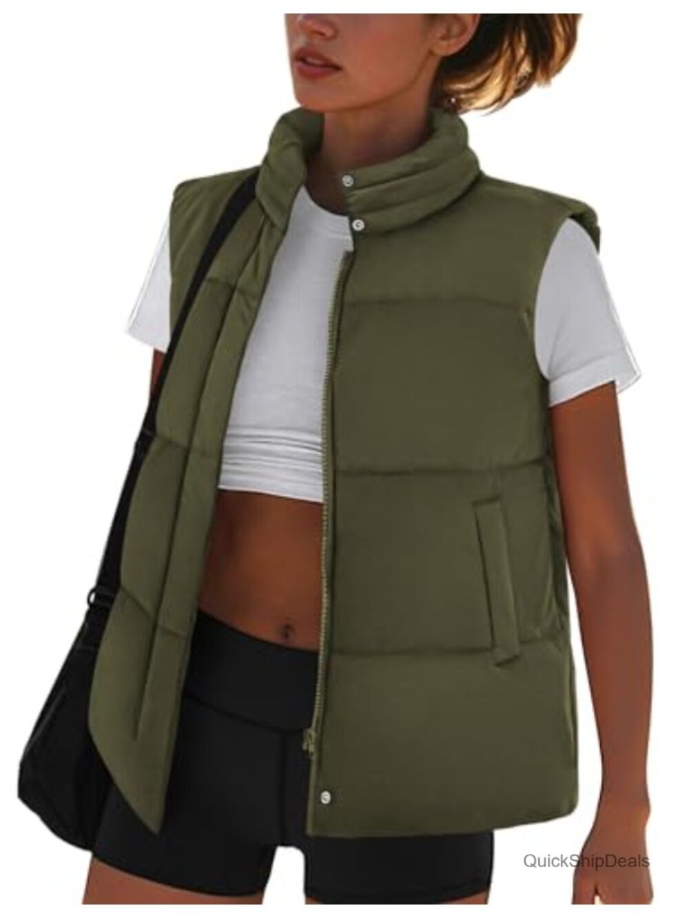 Quilted Puffer Vest Women Sleeveless Lightweight Zip Up Jacket Insulated Gilet